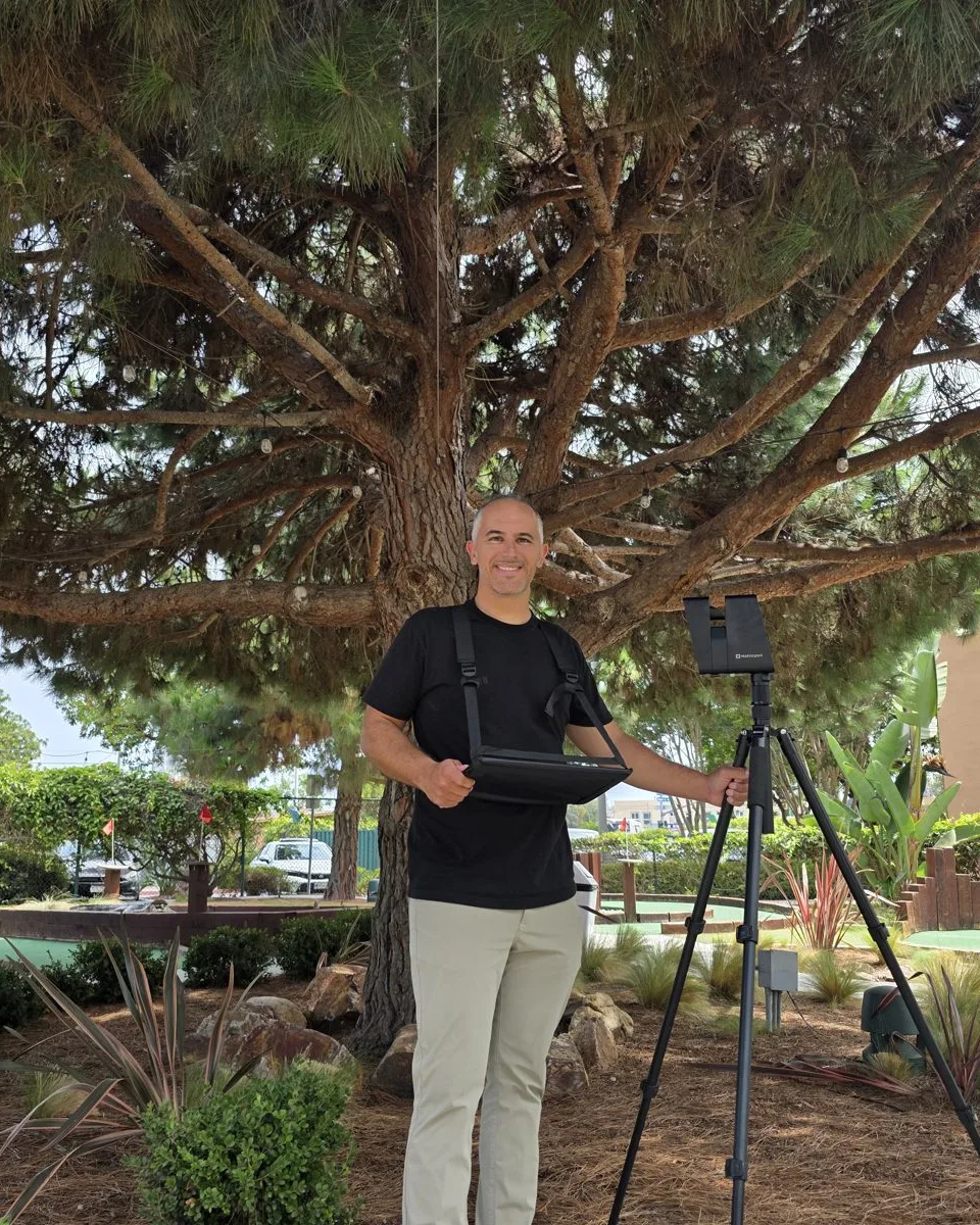 Everett Wery with his Matterport Pro3 camera in San Diego