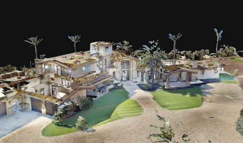 Matterport dollhouse 3D model of a San Diego hillside estate used for as-built documentation